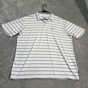 Heybo Outdoors Polo Shirt Mens XL White Striped Lightweight Golf Short Sleeve